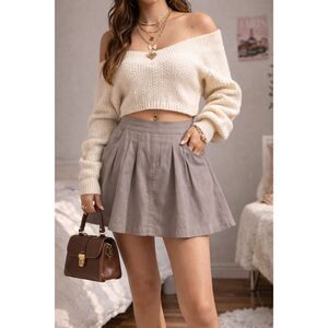 J.Crew Gray A-Line Skirt Size 2 Cotton Low Waisted Minimalist Classic Preppy